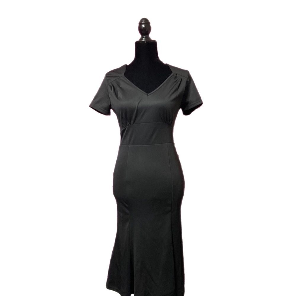 Black Retro Fitted Pencil Dress, Size: Small, NWT